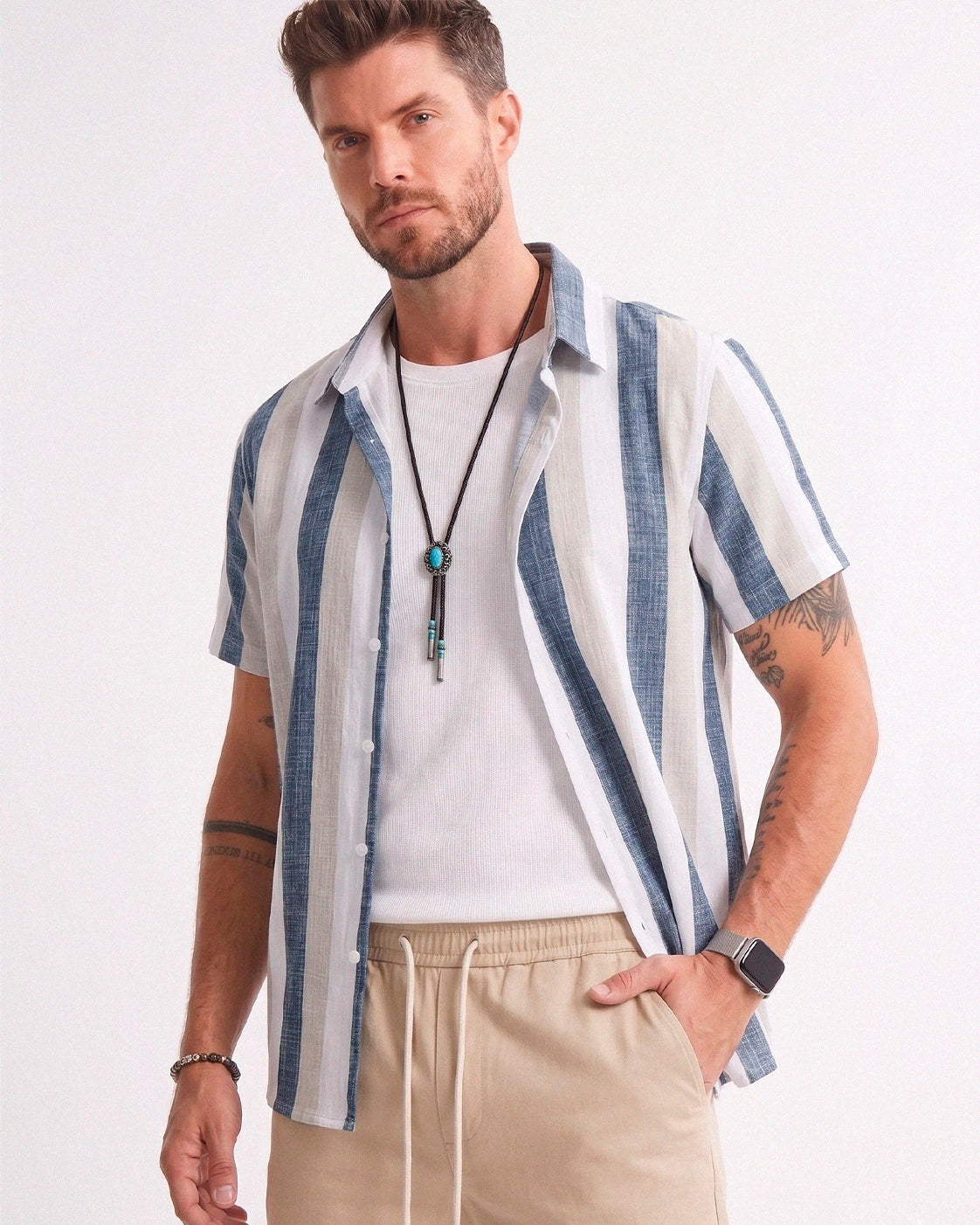 Ensemble Homme d’Été Rayé AURENZO
